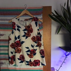 Anthropologie Floral Blouse w/ scalloped Edge